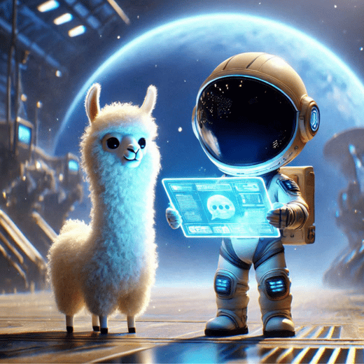 A Llama beside MAX (an astronaut)